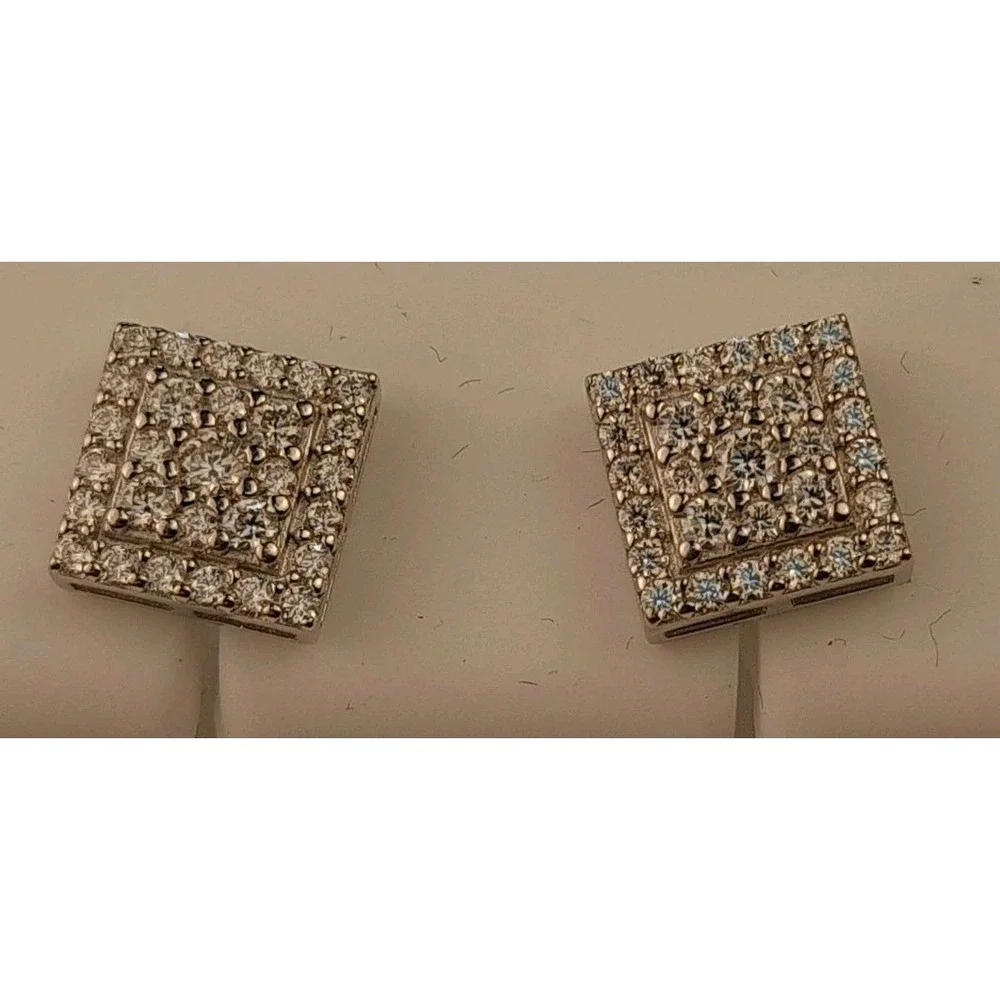 Moissanite 925 Square Pave Set‎ Stud Earrings 1.0CT VVS D 114556 ZE0530